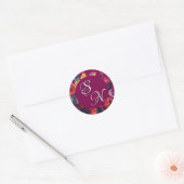 Sticker Plum Fleur sauvage Bouquet Monogramme Init (Enveloppe)