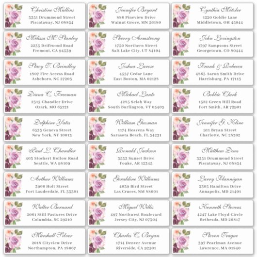 Sticker Plum Purple Floral Mariage Adresse du client (Devant)