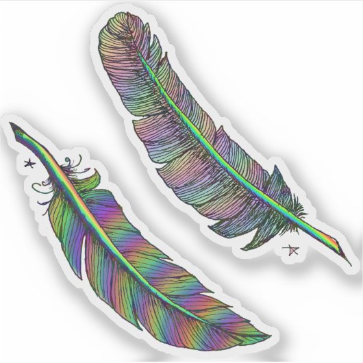Sticker Plumes arc-en-ciel (Devant)