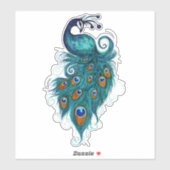 Sticker Plumes de paon Peacocks Turquoises (Feuille)