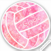 Sticker plumes de poule de pouce rose doodle volleyball (Devant)