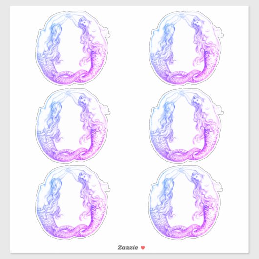 Sticker Plutôt Violet Vintage sirènes Nautique (Feuille)