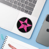 Sticker Pluviophile Star v2 (rose) (Ordinateur portable avec iPhone)