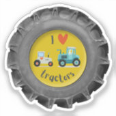 Sticker Pneus de tracteur avec tracteurs i love mignons (Recto)