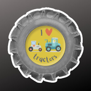 Sticker Pneus de tracteur avec tracteurs i love mignons