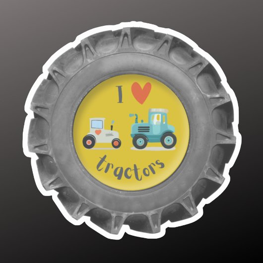 Sticker Pneus de tracteur avec tracteurs i love mignons