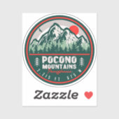 Sticker Pocono Mountains PA Retro Sunset Souvenirs (Feuille)