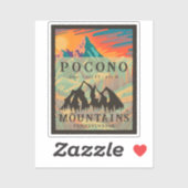 Sticker Pocono Mountains Pennsylvanie - Souvenirs rétro (Feuille)