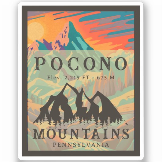 Sticker Pocono Mountains Pennsylvanie - Souvenirs rétro (Recto)