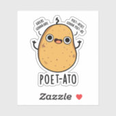 Sticker Poète-ato Funny Veggie Potato Pun (Feuille)