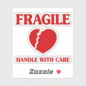 Sticker Poignée Cardiaque Fragile Avec Soin (Feuille)