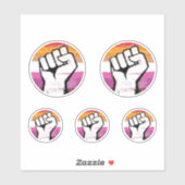 Sticker Poing de fierté lesbienne en cercle imprimé (Feuille)