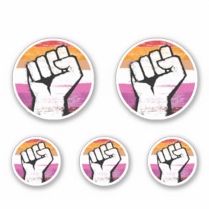 Sticker Poing de fierté lesbienne en cercle imprimé