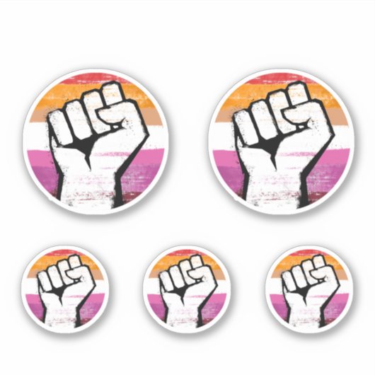 Sticker Poing de fierté lesbienne en cercle imprimé (Devant)