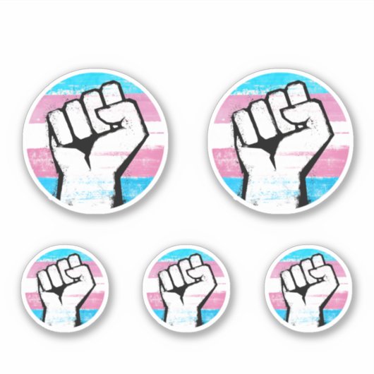 Sticker Poing de Fierté Trans Imprimé Cercle (Devant)
