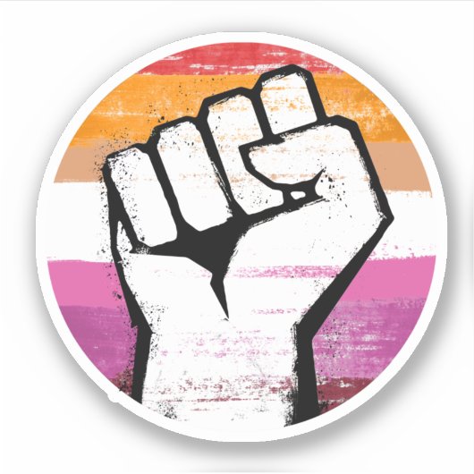 Sticker Poing de la fierté lesbienne impression cercle (Devant)