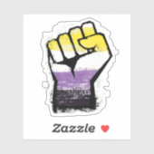 Sticker Poing de protestation de fierté non binaire (Feuille)
