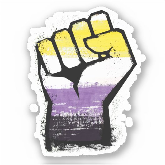 Sticker Poing de protestation de fierté non binaire (Devant)