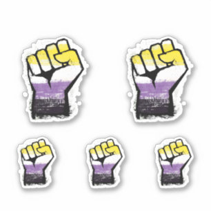 Sticker Poing de protestation de fierté non binaire