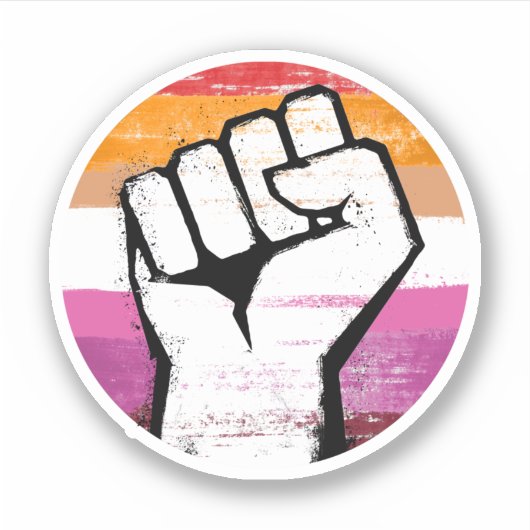 Sticker Poing fermé de fierté lesbienne imprimé (Devant)