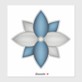 Sticker Poinsettia bleue et argentée (Feuille)