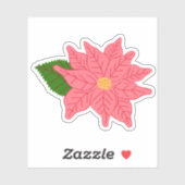 Sticker Poinsettia de Noël rose (Feuille)