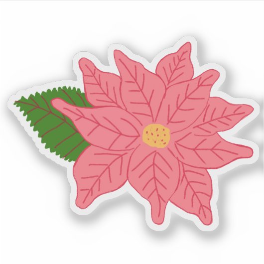 Sticker Poinsettia de Noël rose (Devant)