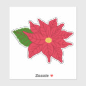 Sticker Poinsettia de Noël rouge (Feuille)