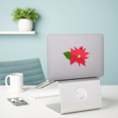 Sticker Poinsettia de Noël rouge (Ordinateur portable sur le bureau)