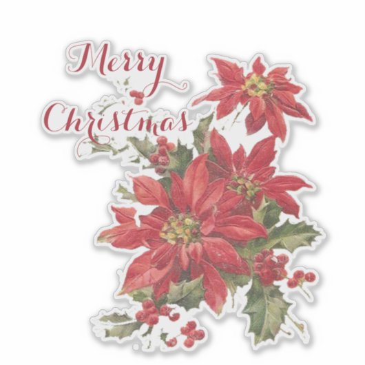 Sticker Poinsettia et houx (Devant)