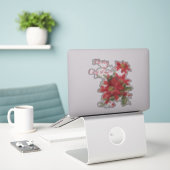 Sticker Poinsettia et houx (Ordinateur portable sur le bureau)