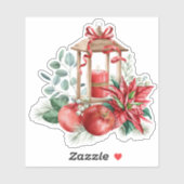 Sticker Poinsettie de Noël, Lanterne, Bouquet de pommes (Feuille)