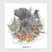 Sticker Pointeur à poils courts allemand en hiver (Feuille)