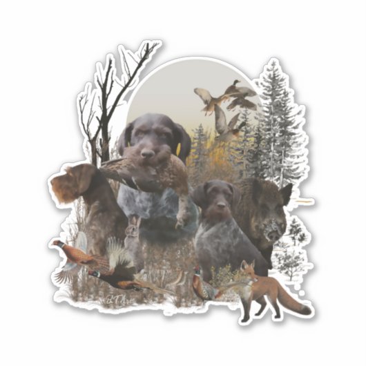 Sticker Pointeur À poils durs allemand (Devant)