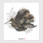 Sticker Pointeur à poils durs Griffon, Chasse à la bécasse (Feuille)