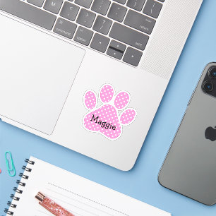 Sticker Points roses et blancs avec nom