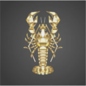 Sticker Poisson à langouste polygonale dorée sur noir (Devant)