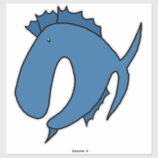Sticker Poisson blanc bleu (Feuille)
