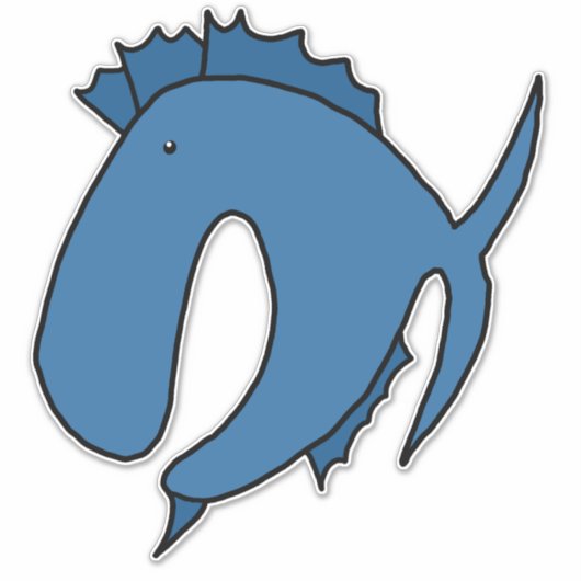 Sticker Poisson blanc bleu (Devant)