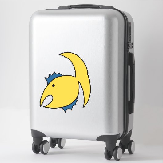 Sticker Poisson blanc jaune et bleu (Sur valise)