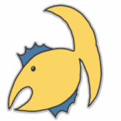 Sticker Poisson blanc jaune et bleu (Devant)