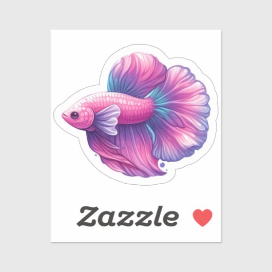 Sticker Poisson blanc rose et pourpre (Feuille)