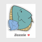 Sticker Poisson bleu et vert (Feuille)