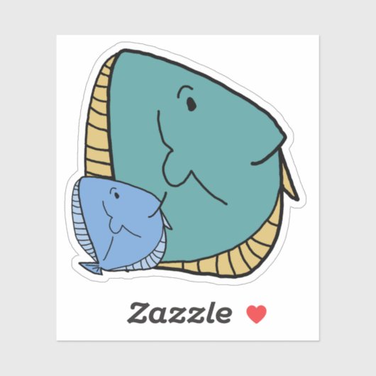 Sticker Poisson bleu et vert (Feuille)