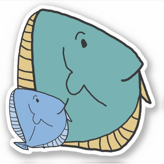 Sticker Poisson bleu et vert (Devant)