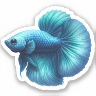 Sticker Poisson bleu turquoise