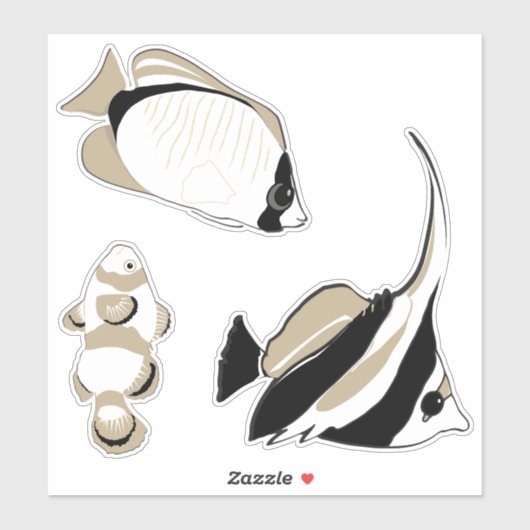 Sticker Poisson clown d'ange noir blanc (Feuille)