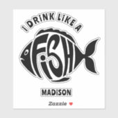 Sticker Poisson de nom personnalisé (Feuille)