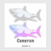 Sticker Poisson de requin Marine Animal Gris & Coloured Aj (Feuille)
