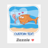 Sticker Poisson et appât en amour (Feuille)